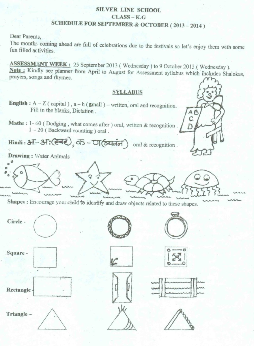Schedule for September & October 2013 for Class KG